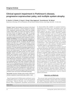 Clinical Speech Impairment in Parkinson's Disease