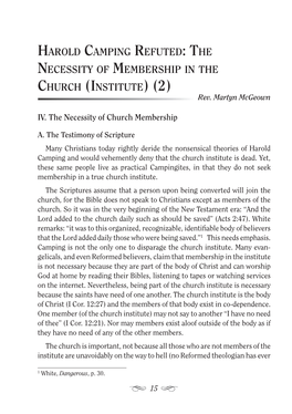 Harold Camping Refuted: the Necessity of Membership in the Church (Institute) (2) Rev