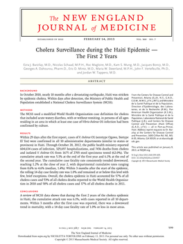 Cholera Surveillance During the Haiti Epidemic — the First 2 Years