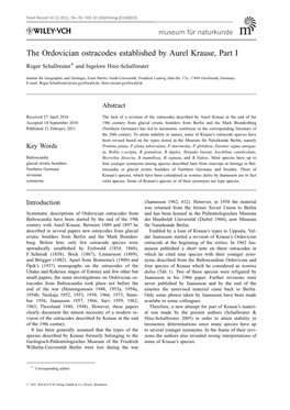 The Ordovician Ostracodes Established by Aurel Krause, Part I