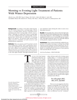 Morning Vs Evening Light Treatment of Patients with Winter Depression