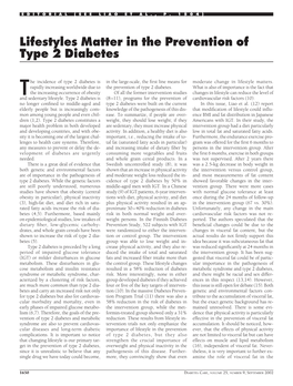 Lifestyles Matter in the Prevention of Type 2 Diabetes