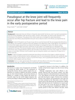 Pseudogout at the Knee Joint Will Frequently Occur After Hip Fracture
