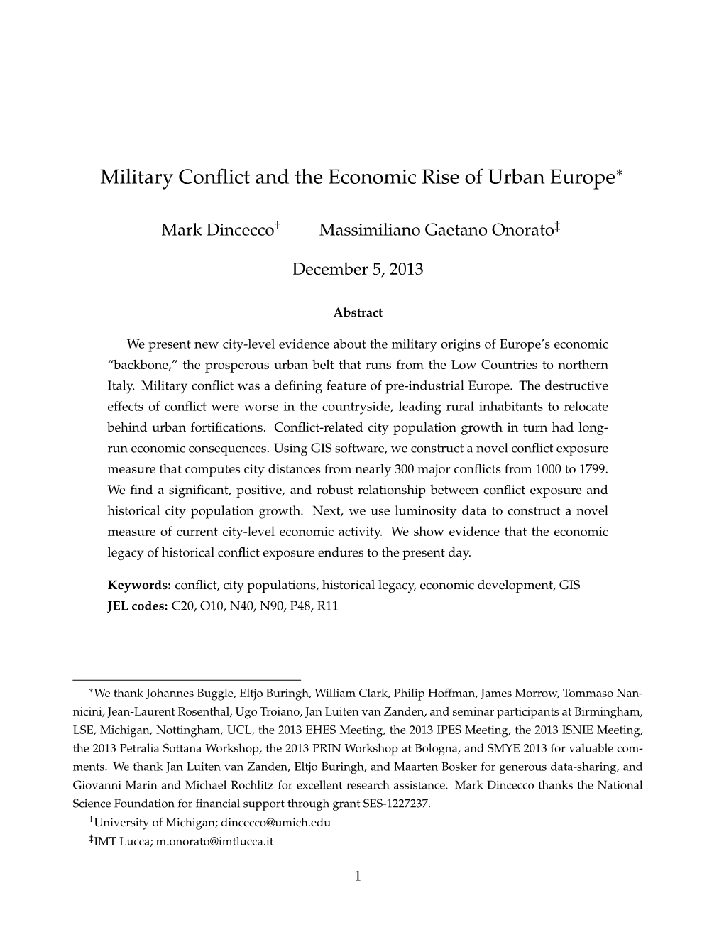 Military Conflict and the Economic Rise of Urban Europe