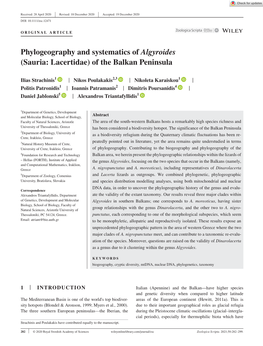 Phylogeography and Systematics of Algyroides (Sauria: Lacertidae) of the Balkan Peninsula