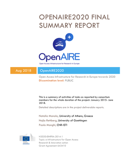 Openaire2020 Final Summary Report