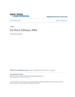 De Novo, February 2004 New York Law School