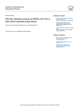 750 Gev Diphoton Excess at CERN LHC from a Dark Sector Assisted