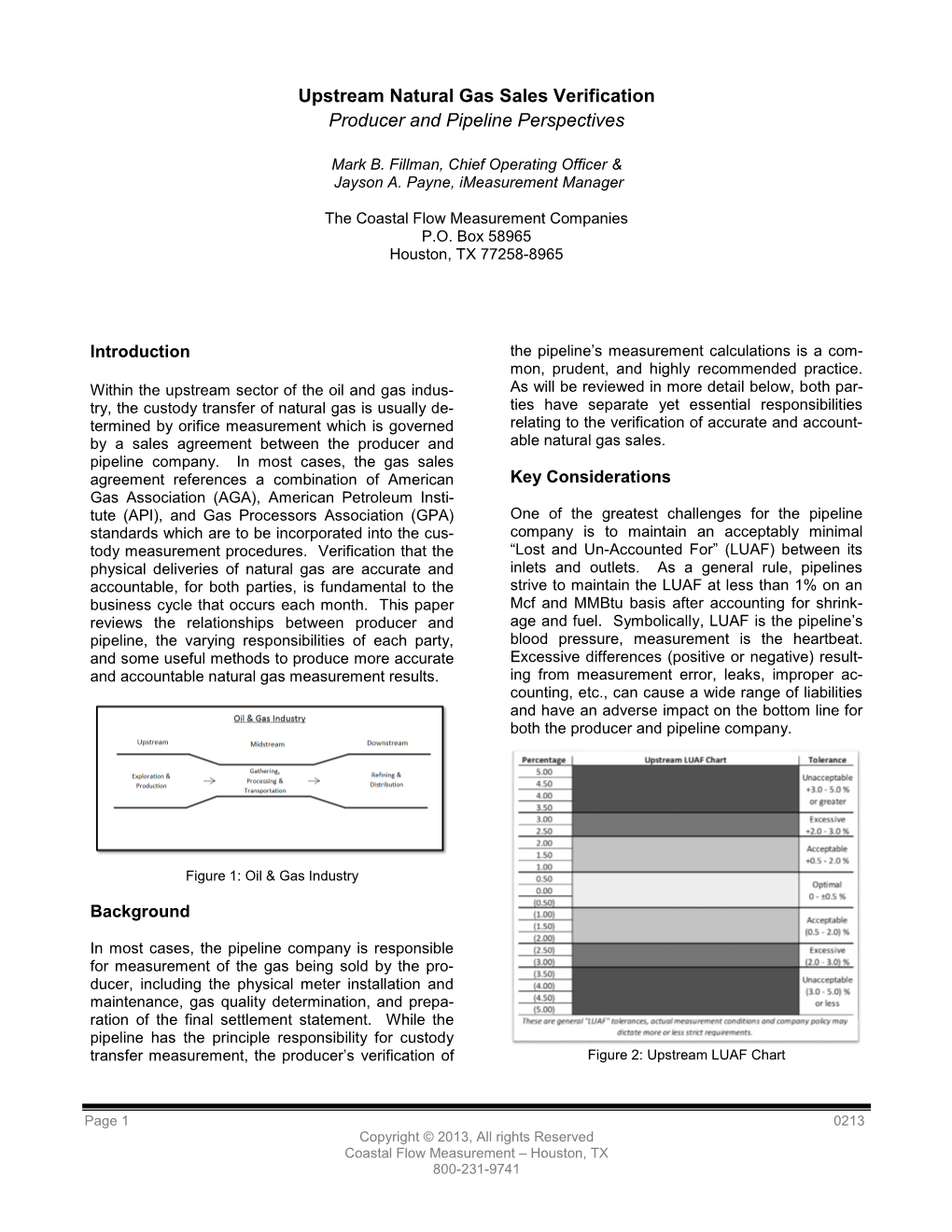 Upstream Natural Gas Sales Verification Producer and Pipeline Perspectives