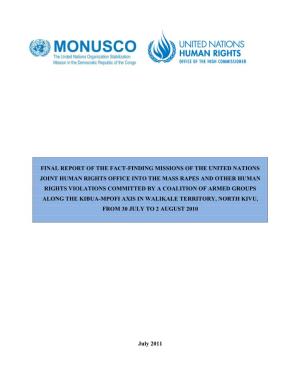 Final Report of the Fact-Finding Missions of the United Nations Joint Human Rights Office Into the Mass Rapes and Other Human Ri