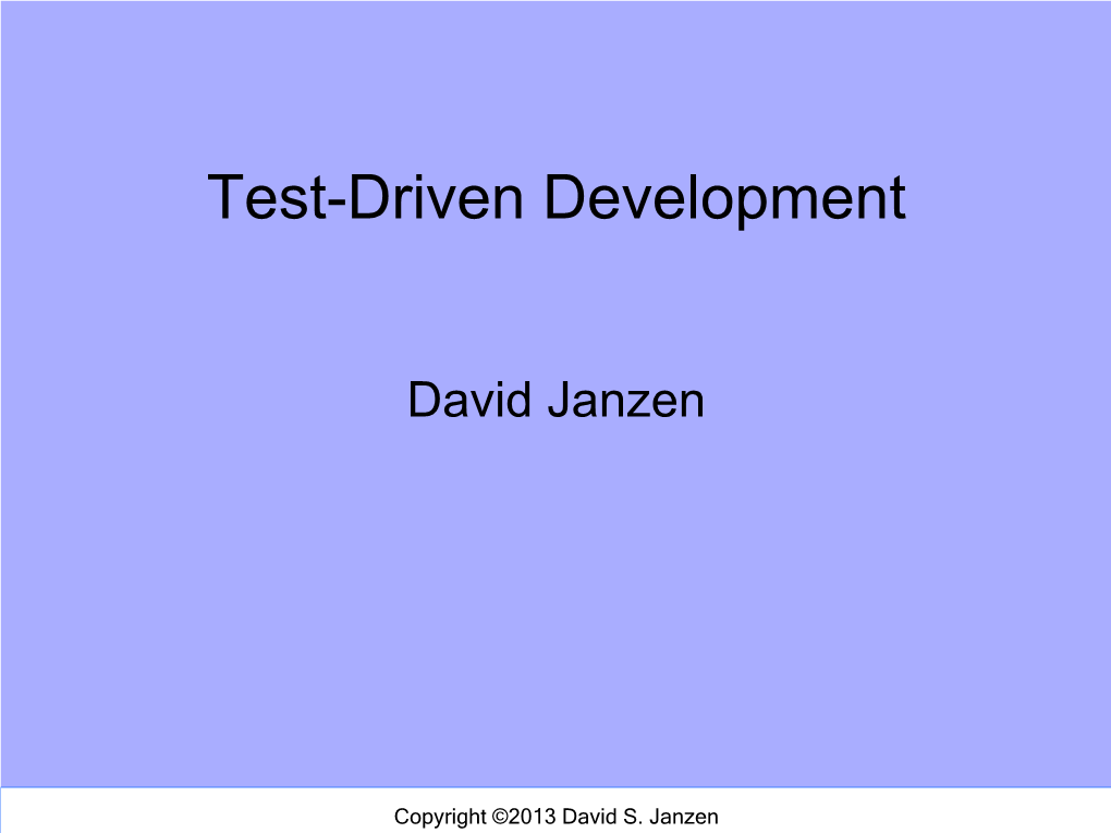 Test-Driven Development