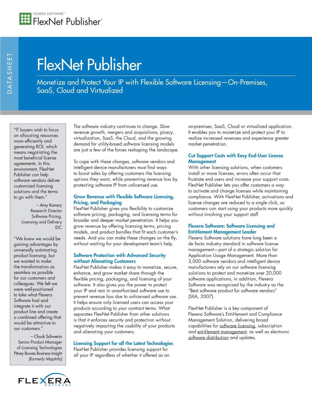 Flexnet Publisher Monetize and Protect Your IP with Flexible Software Licensing—On-Premises