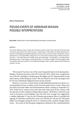 Pseudo-Events of Ukrainian Maidan: Possible Interpretations