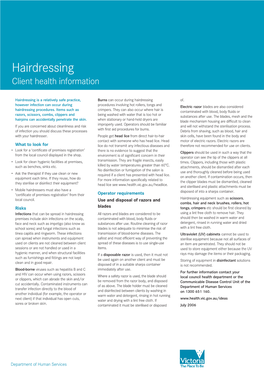 Hairdressing Client Health Information