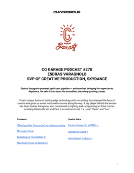 Cg Garage Podcast #270 Esdras Varagnolo Svp Of