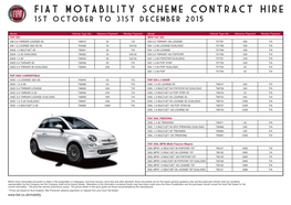 Fiat Motability Scheme Contract Hire 1St October to 31St December 2015