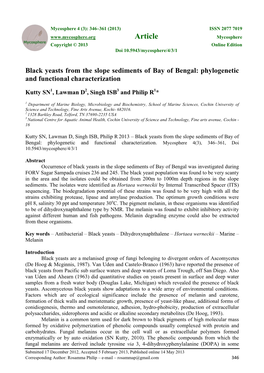 Black Yeasts from the Slope Sediments of Bay of Bengal: Phylogenetic and Functional Characterization