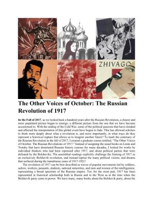 The Other Voices of October: the Russian Revolution of 1917