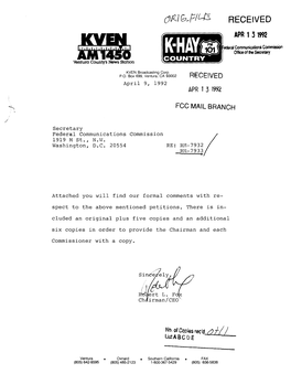 Received Apr 13 1992