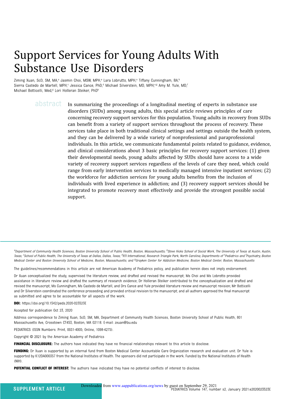 Support Services for Young Adults with Substance Use Disorders