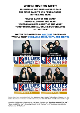 When Rivers Meet Triumph at the Blues Awards 2021 the First Band to Win Four Awards in the Same Year