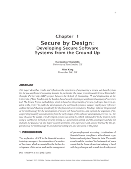 Secure by Design: Developing Secure Software Systems from the Ground Up