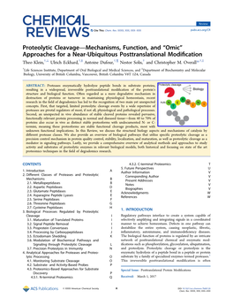 Proteolytic Cleavage—Mechanisms, Function, and “Omic