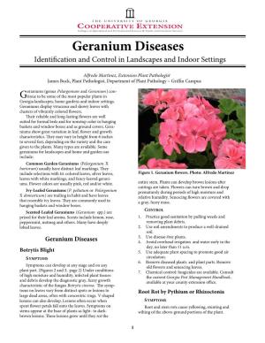 Geranium Diseases Identi Cation and Control in Landscapes and Indoor Settings
