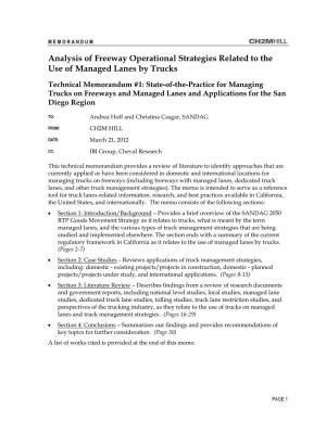 Analysis of Freeway Operational Strategies Related to the Use of Managed Lanes by Trucks
