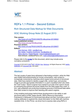Rdfa 1.1 Primer - Second Edition Page 1 of 37