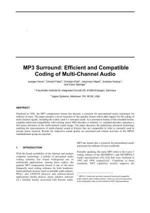 MP3 Surround: Efficient and Compatible Coding of Multi-Channel Audio