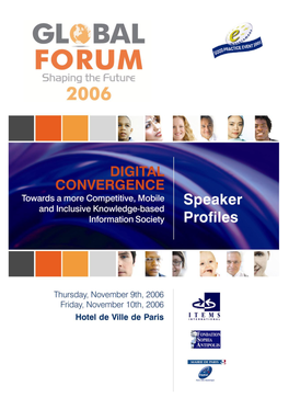 Speaker Profiles – Global Forum 2006 – ITEMS International 2