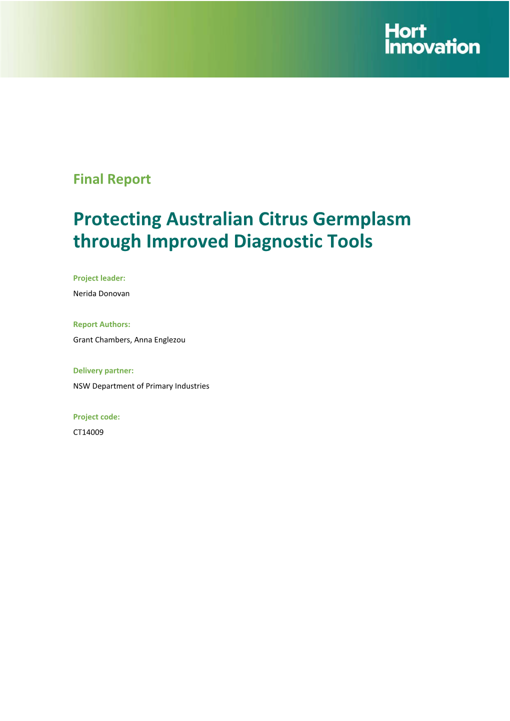Protecting Australian Citrus Germplasm Through Improved Diagnostic Tools