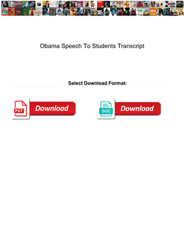 Obama Speech to Students Transcript