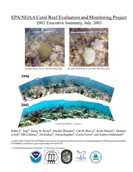 EPA/NOAA Coral Reef Evaluation and Monitoring Project 2002 Executive Summary, July 2003