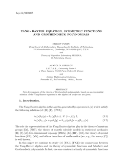 Baxter Equation, Symmetric Functions and Grothendieck Polynomials