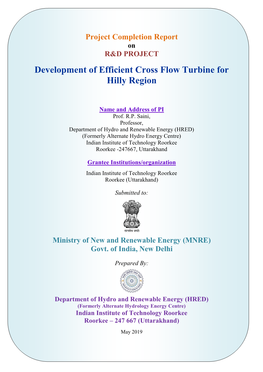 Development of Efficient Cross Flow Turbine for Hilly Region