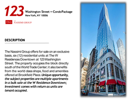 Asking: $10,950,000 DESCRIPTION the Nassimi Group Offers for Sale on an Exclusive Basis, Six (12) Residential Units at the W R