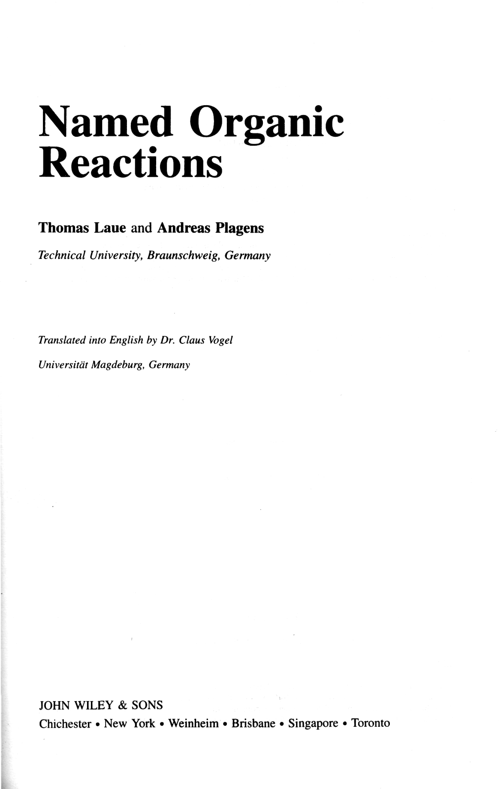 Named Organic Reactions