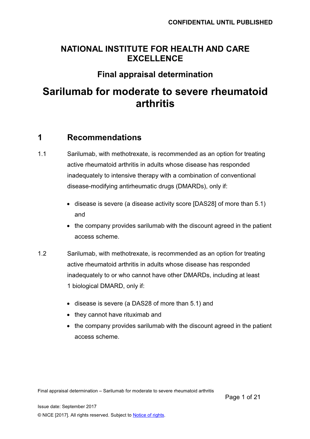 Sarilumab for Moderate to Severe Rheumatoid Arthritis