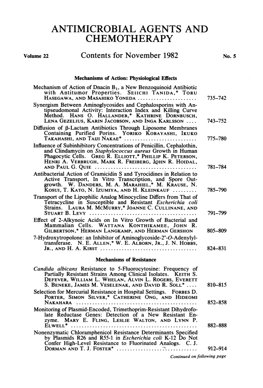 Antimicrobial Agents and Chemotherapy