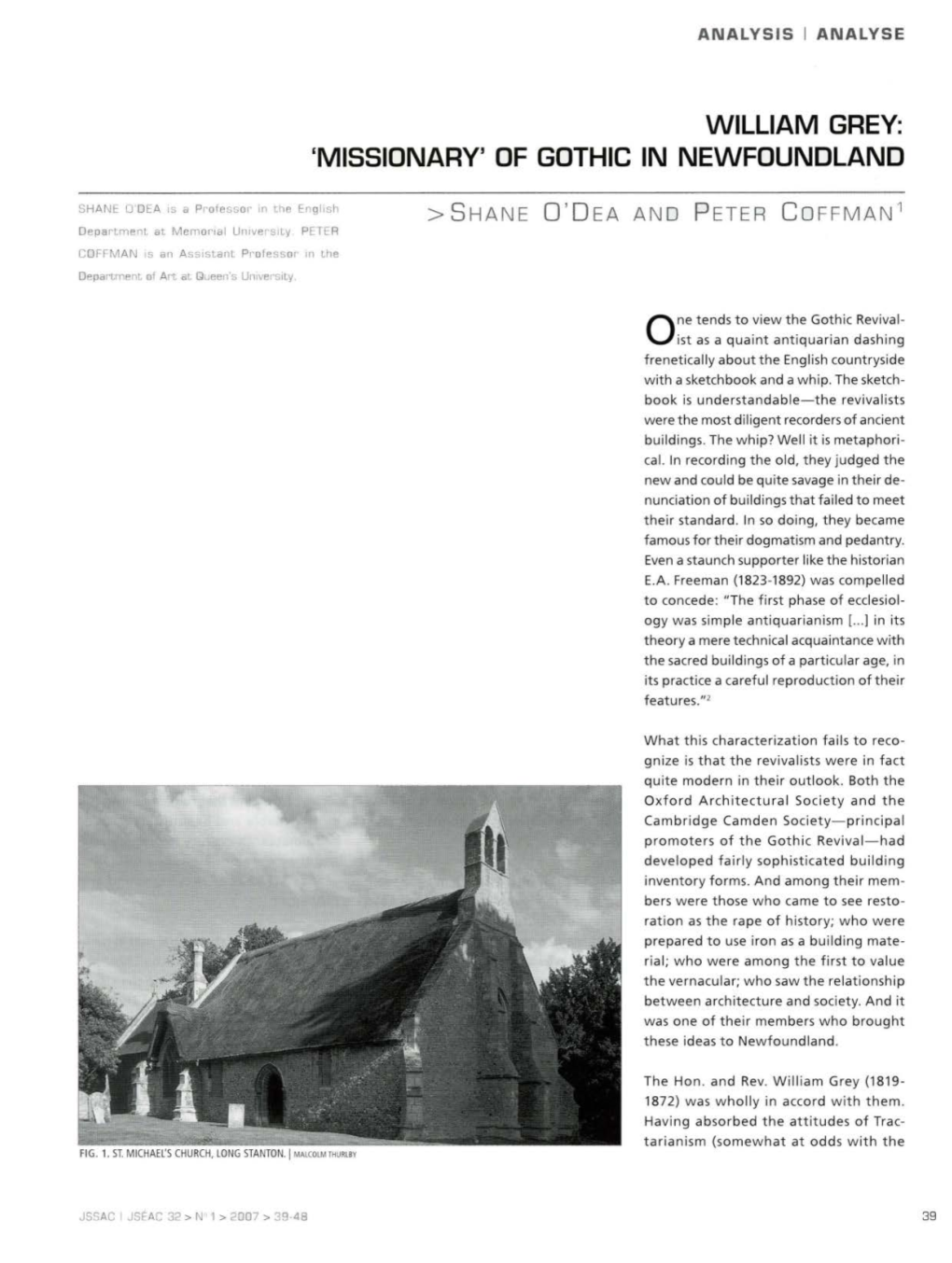 William Grey: 'Missionary' of Gothic in Newfoundland