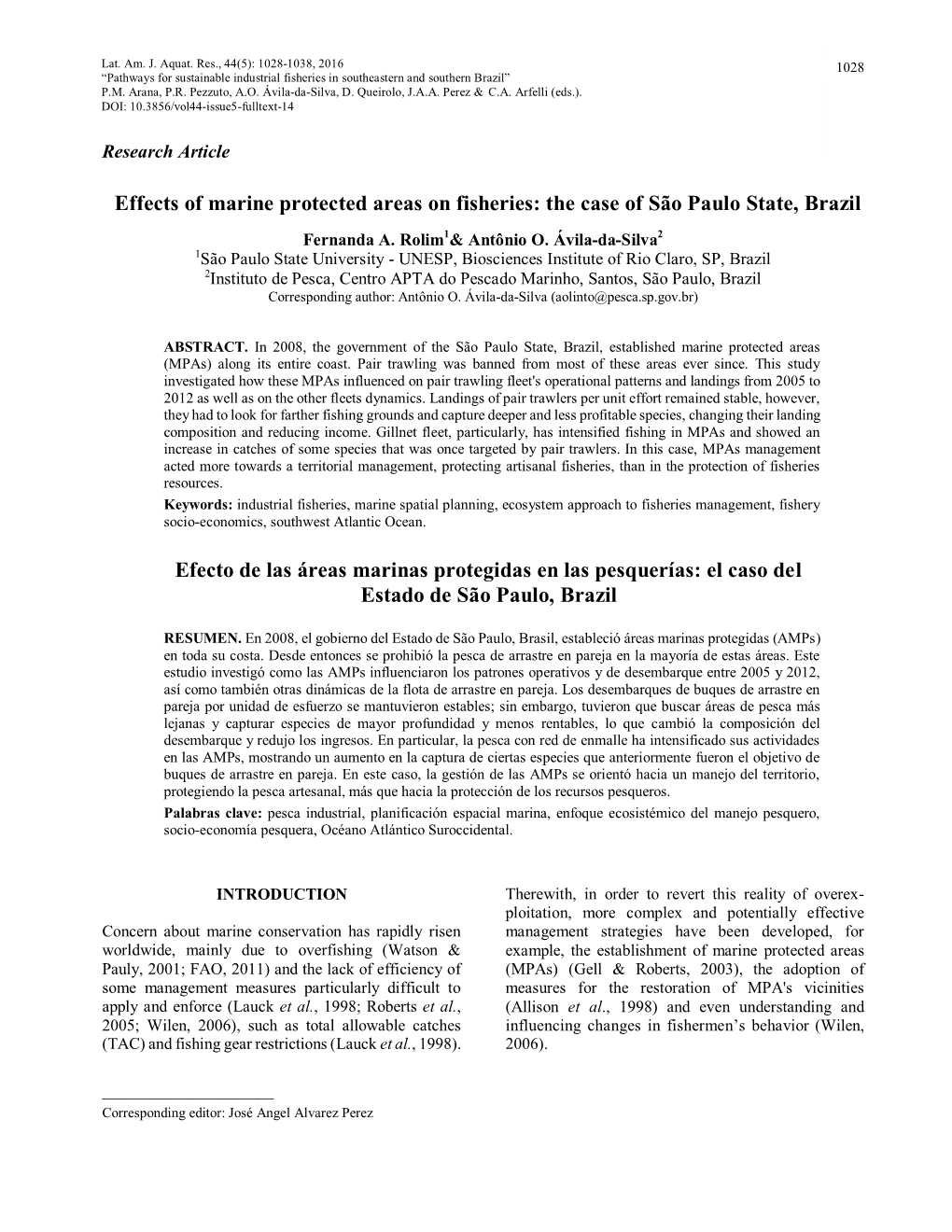 Effects of Marine Protected Areas on Fisheries: the Case of São Paulo State, Brazil