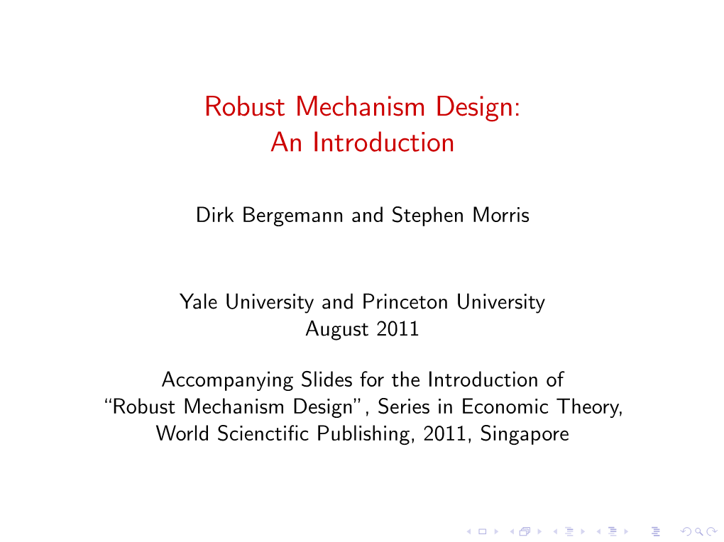 Robust Mechanism Design: an Introduction