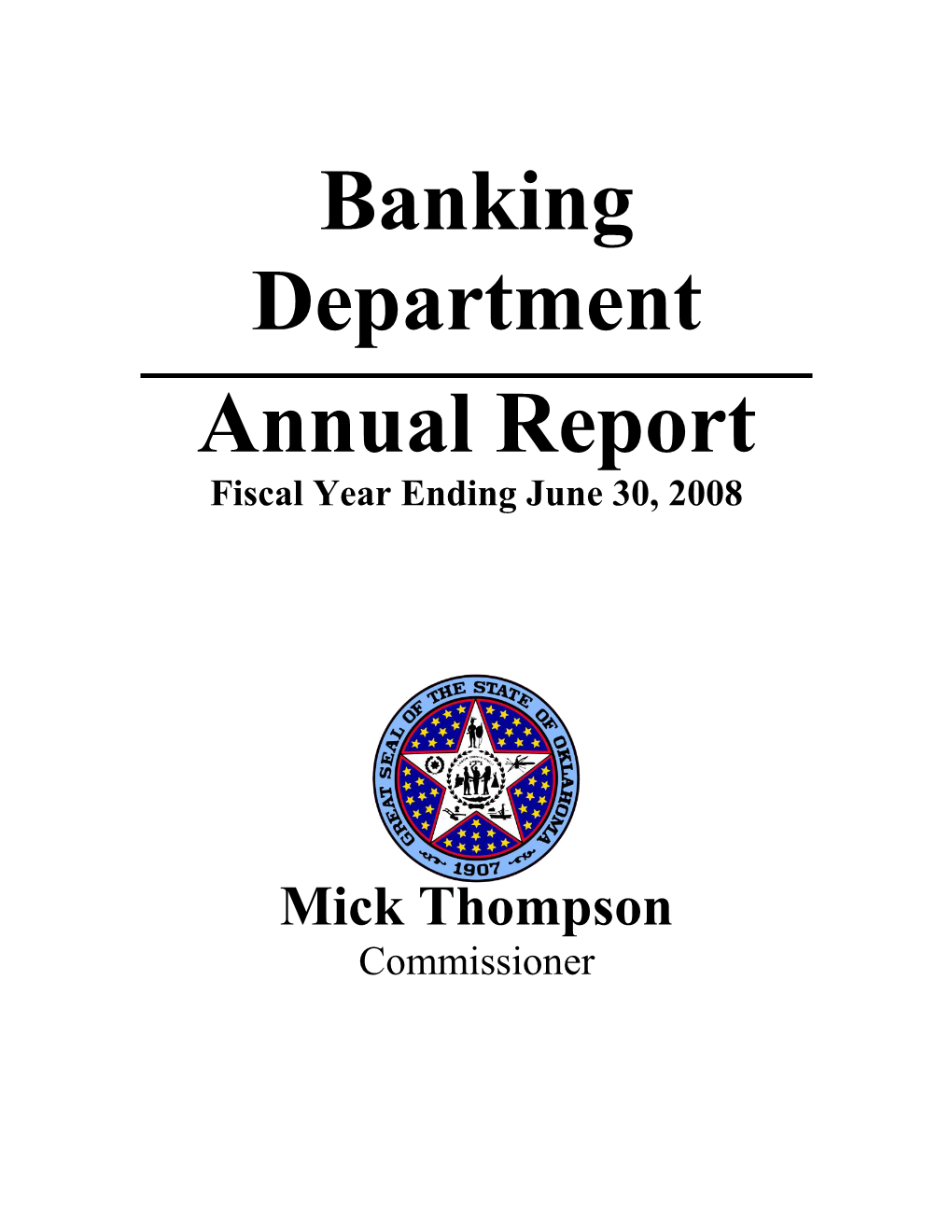 Banking Department Annual Report