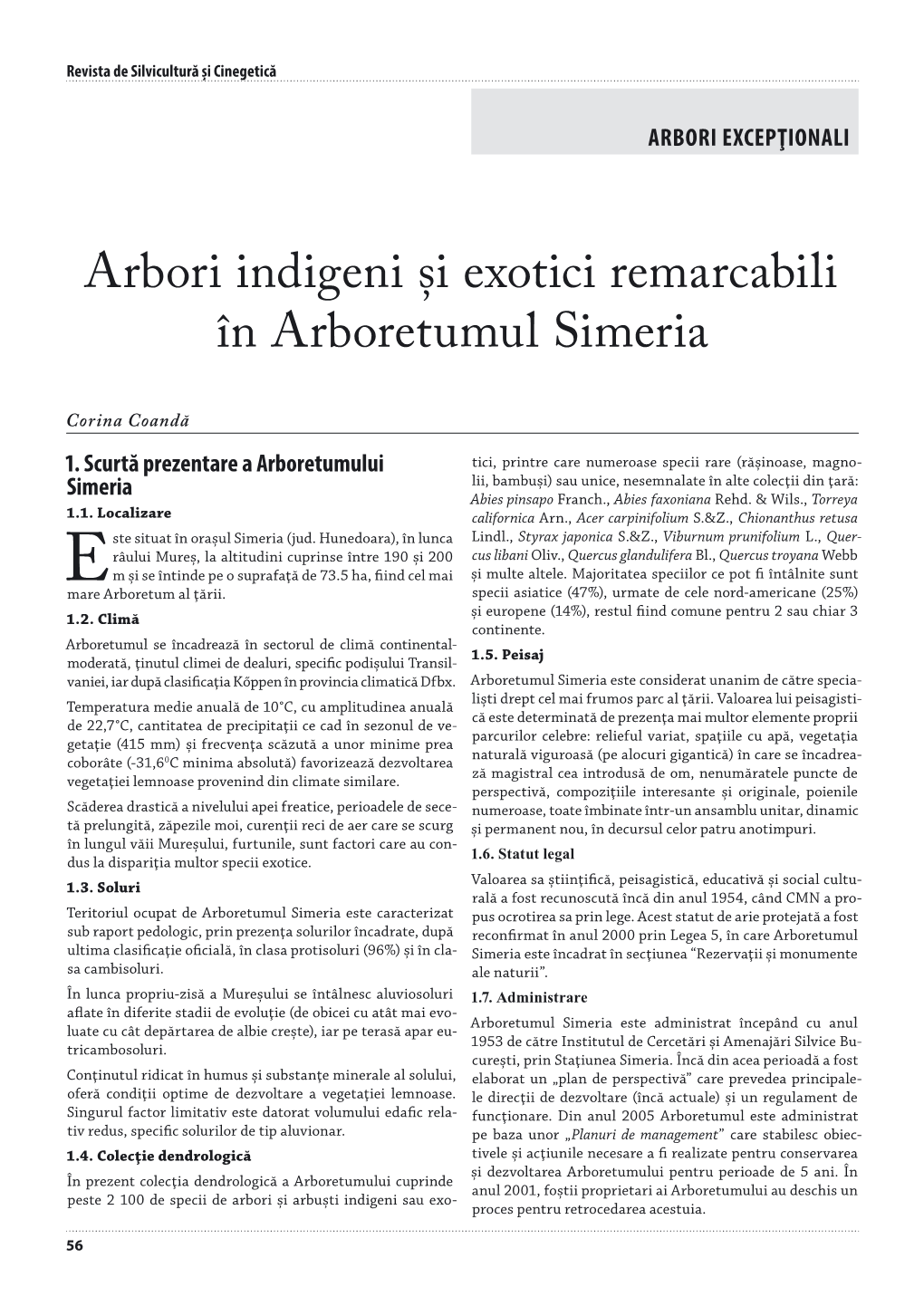 Arbori Indigeni Şi Exotici Remarcabili În Arboretumul Simeria