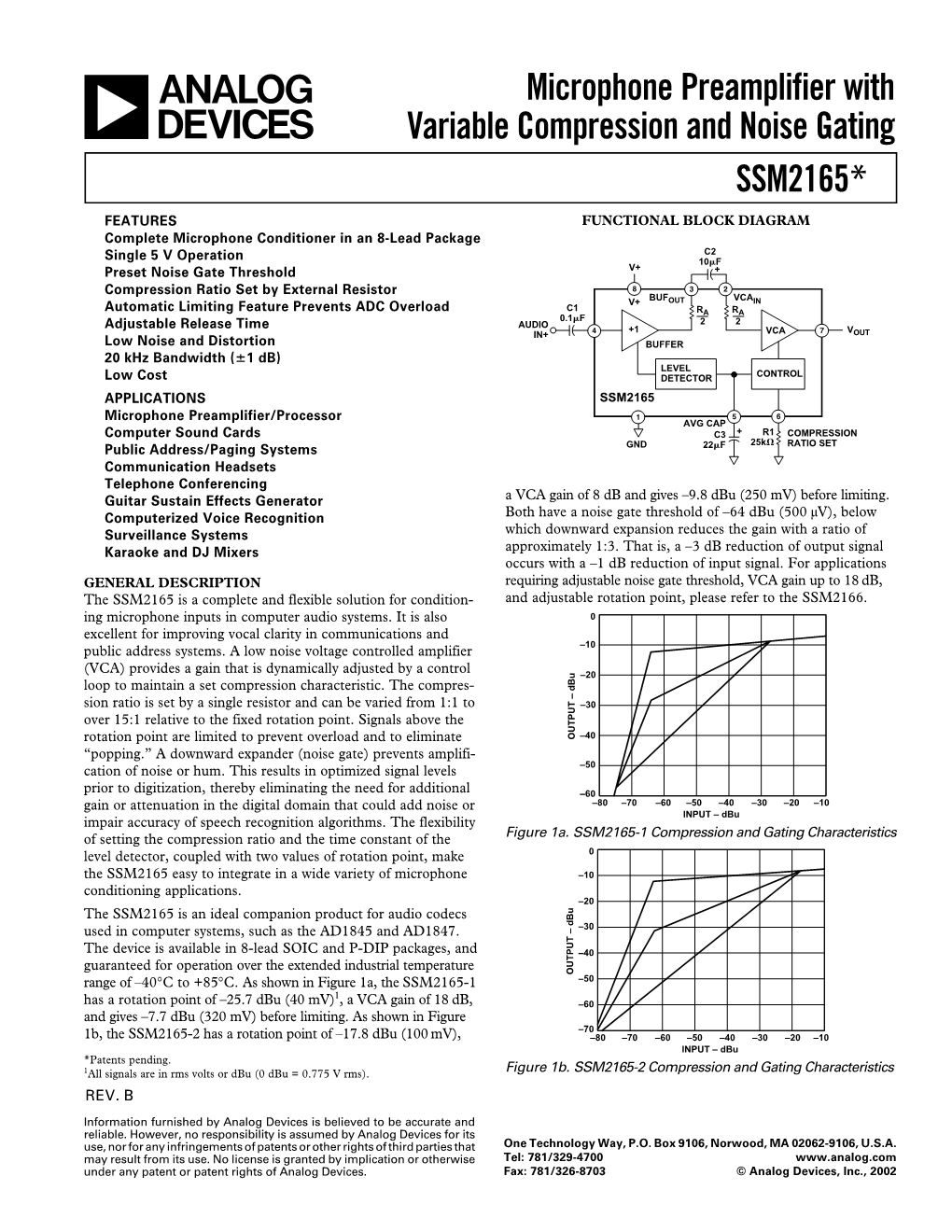 Microphone Preamplifier with Variable Compression and Noise Gating