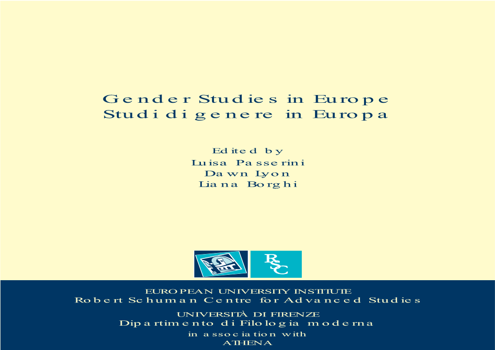 Gender Studies in Europe Studi Di Genere in Europa