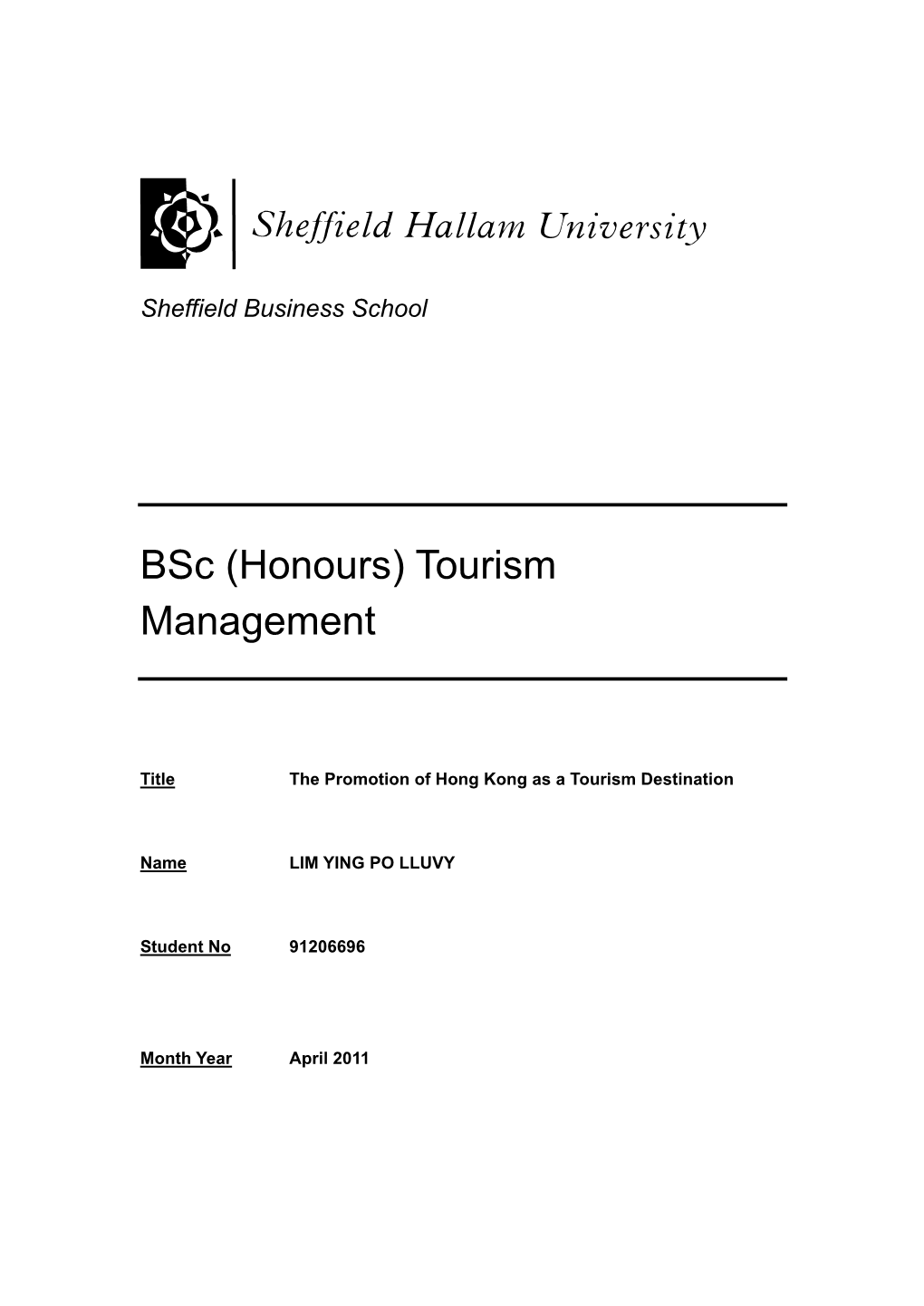 Bsc (Honours) Tourism Management