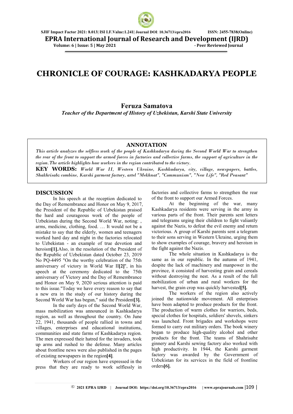 Chronicle of Courage: Kashkadarya People